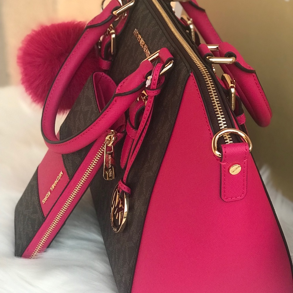 🌷MICHAEL KORS Large Brown Ultra Pink Satchel Set - Picture 2 of 8